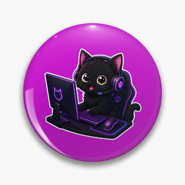 Item preview, Cute Black Cat Gamer with Headset Sticker designed and sold by Aliplus+.