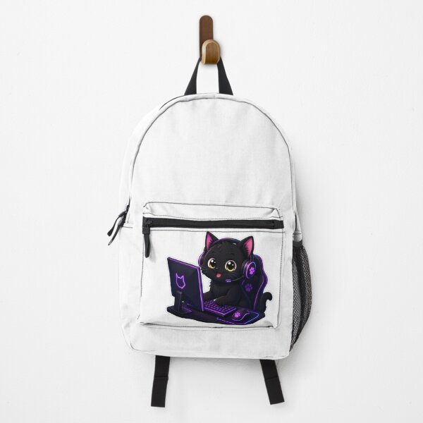 Item preview, Cute Black Cat Gamer with Headset Sticker designed and sold by Aliplus+.