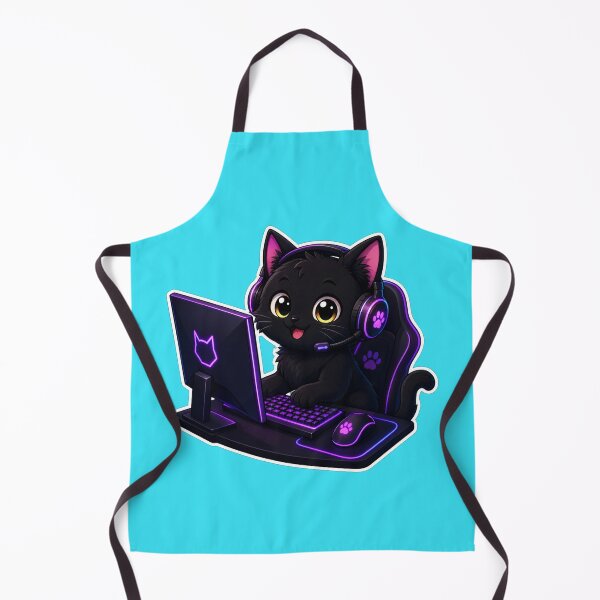 Item preview, Cute Black Cat Gamer with Headset Sticker designed and sold by Aliplus+.