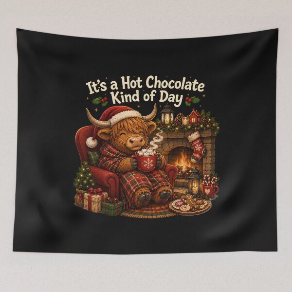 Item preview, It's a Hot Chocolate Kind of Day Cute Christmas Highland Cow designed and sold by Genius Geek.