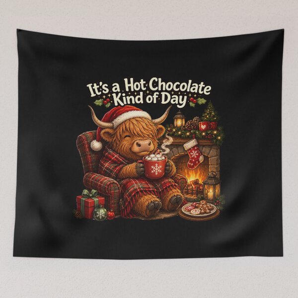 Item preview, It's a Hot Chocolate Kind of Day Cute Christmas Highland Cow designed and sold by Genius Geek.