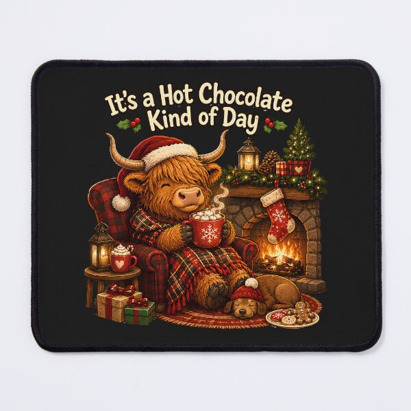 Item preview, It's a Hot Chocolate Kind of Day Cute Christmas Cosy Highland Cow designed and sold by Genius Geek.