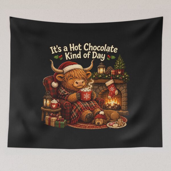 Item preview, It's a Hot Chocolate Kind of Day Cute Christmas Cosy Highland Cow designed and sold by Genius Geek.