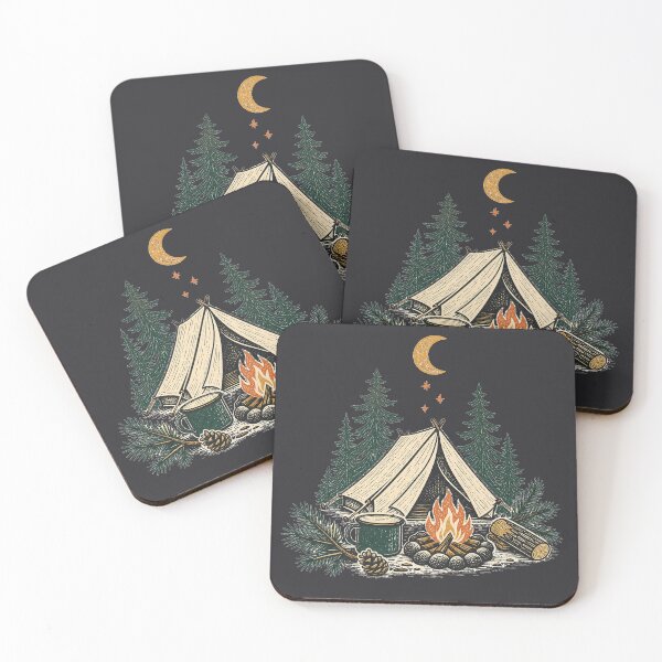 Item preview, Vintage Forest Camping Campfire Illustration designed and sold by webdev27.