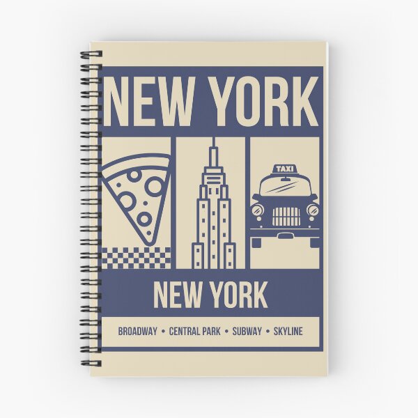 Item preview, New York City Retro Travel Poster | Vintage NYC Art Print | Pizza, Empire State Building & Yellow Taxi designed and sold by Clementine Club.