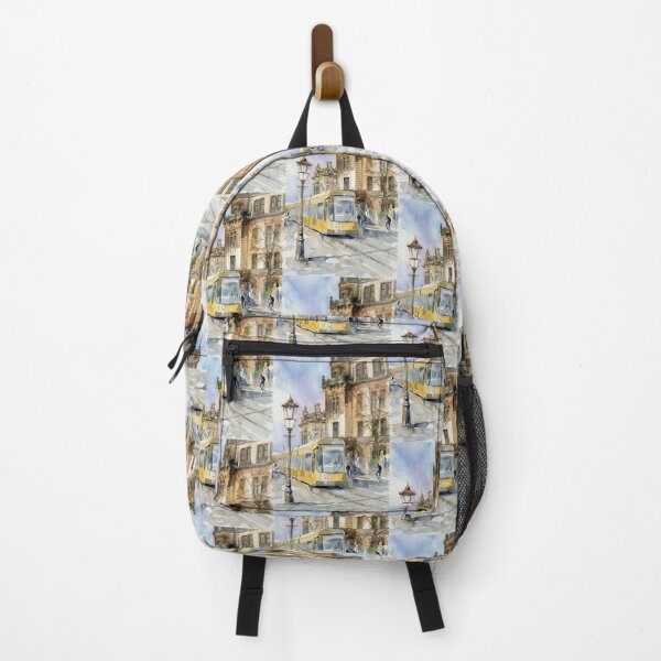 Item preview, Dresden Watercolor Yellow Tram Cityscape designed and sold by caracatita75.