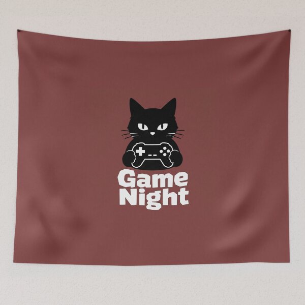 Item preview, Game Night Black Cat Silhouette Controller Design designed and sold by Aliplus+.