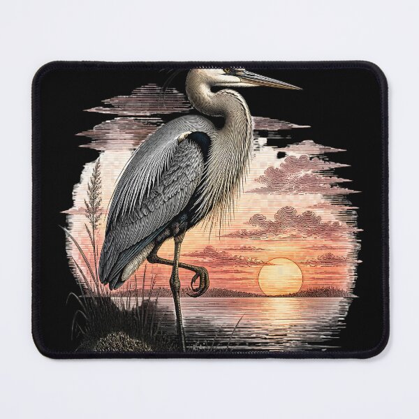 Item preview, Great Blue Heron Sunset Vintage Engraving designed and sold by cute-corner0.