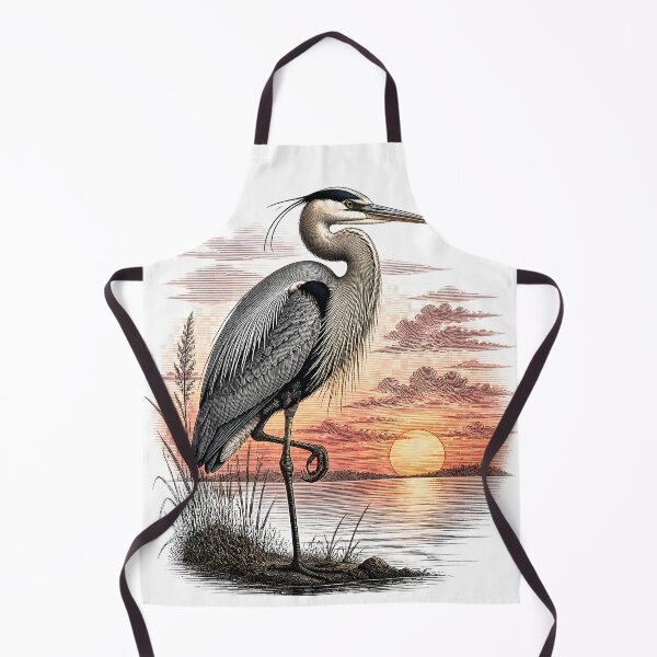 Item preview, Great Blue Heron Sunset Vintage Engraving designed and sold by cute-corner0.