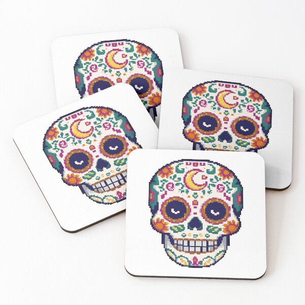 Item preview, Crescent Moon Calavera Día de los Muertos Pixel Art designed and sold by PixelBrujeria.