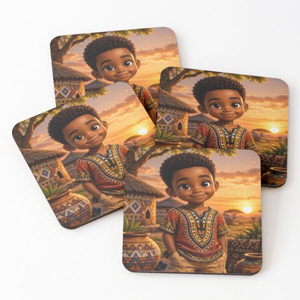 Item preview, Cute African Boy at Sunset designed and sold by DaryaArtFrance.