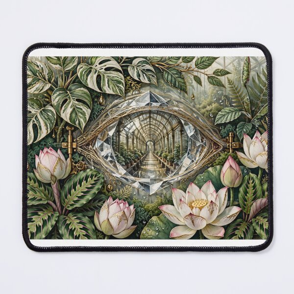 Item preview, The Inner Greenhouse - Botanical Surrealism Monstera Lotus Crystal Eye Art designed and sold by 303 Visionary Prints .