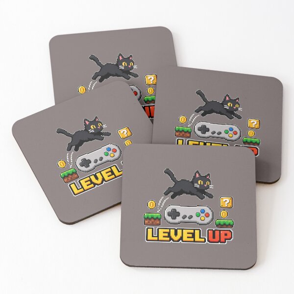 Item preview, Retro 8-Bit Pixel Black Cat Level Up Sticker designed and sold by Aliplus+.