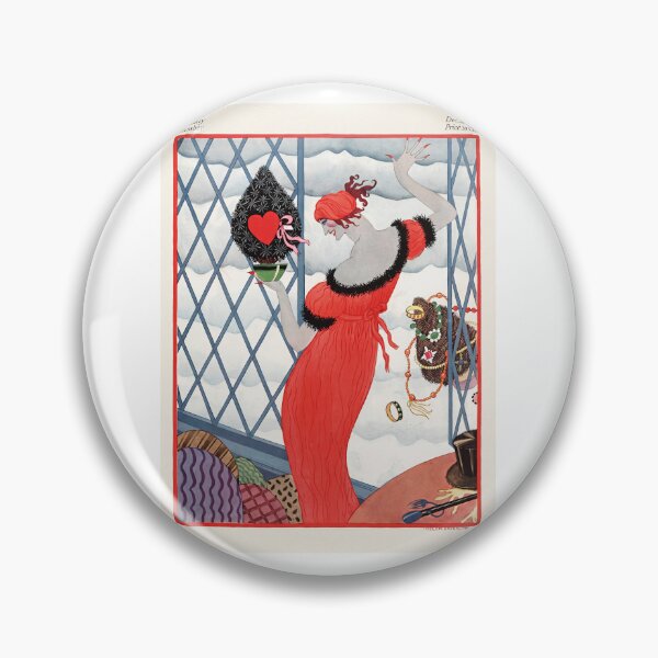 Item preview, Vintage Art Deco Red Gown Holding Heart Holiday Fashion designed and sold by TeeARTHY.