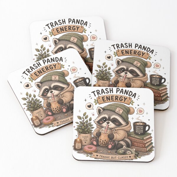 Item preview, Trash Panda Energy – Cute Kawaii Raccoon with Boba Tea | Cozy Funny Raccoon Cottagecore Design designed and sold by 1234saad.
