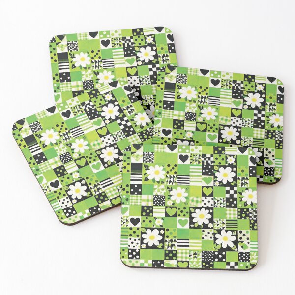Item preview, Vibrant Patchwork Grid with Daisies and Geometric Patterns designed and sold by Lucia Amaris Art.