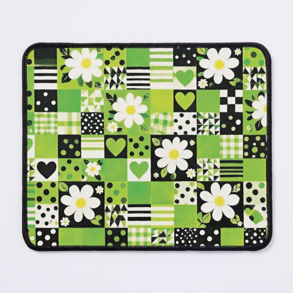 Item preview, Vibrant Patchwork Grid with Daisies and Geometric Patterns designed and sold by Lucia Amaris Art.
