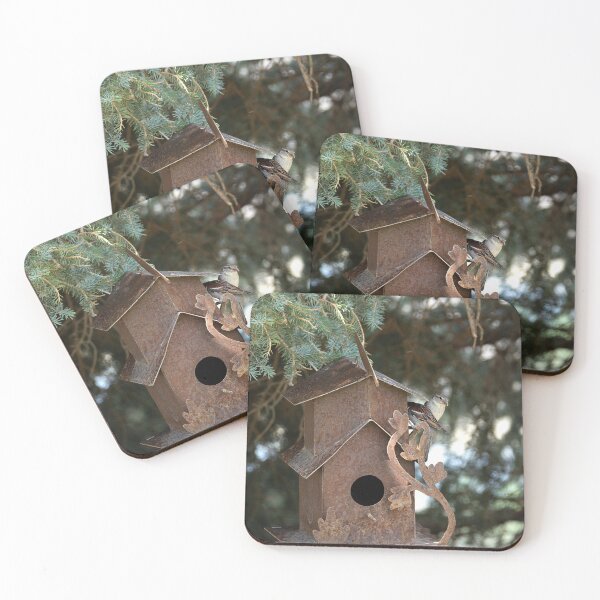 Item preview, Pair of sparrows at rusty metal bird house designed and sold by lisavonbiela.