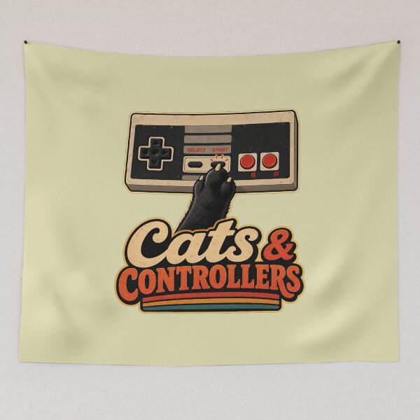 Item preview, Cats and Controllers Retro Vintage Gaming Design designed and sold by Aliplus+.