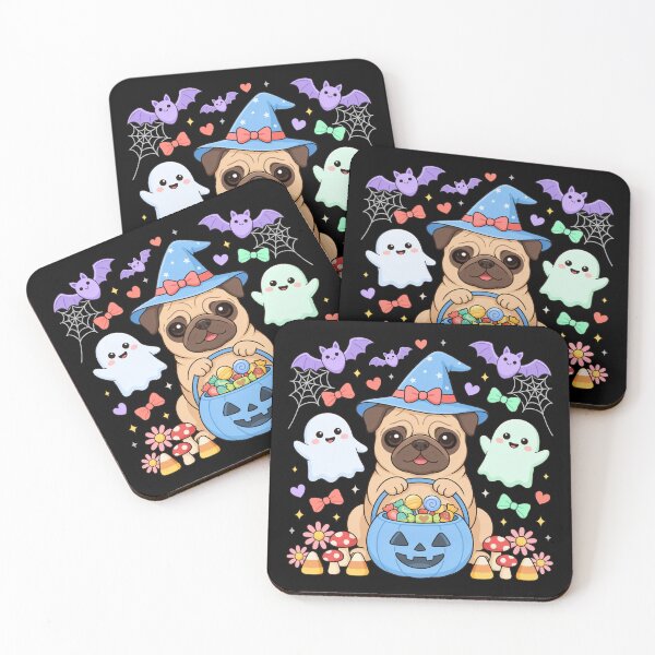 Item preview, Cute Halloween Pug Witch Trick or Treat Kawaii Dog designed and sold by SoftStyleStudio ⭐⭐⭐.