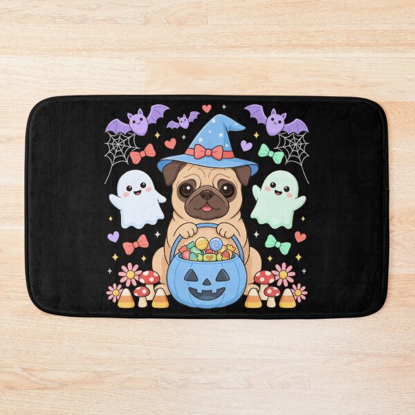 Item preview, Cute Halloween Pug Witch Trick or Treat Kawaii Dog designed and sold by SoftStyleStudio ⭐⭐⭐.