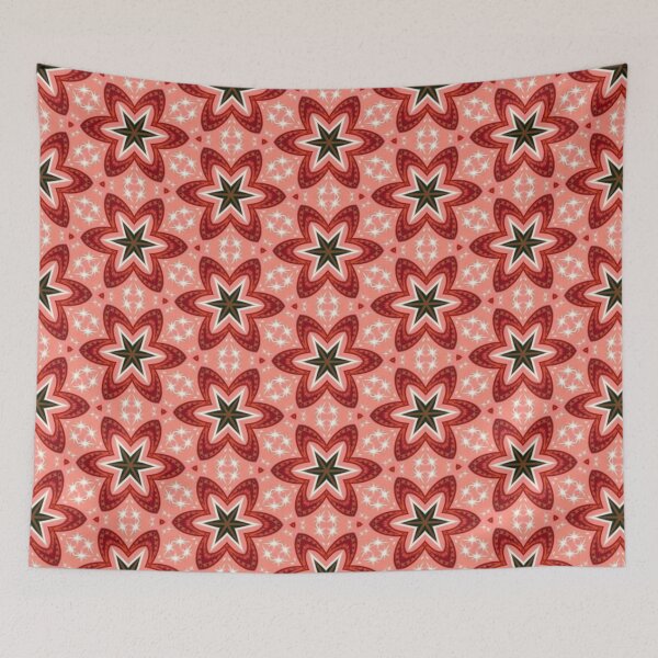 Item preview, Retro Red Posies Pattern designed and sold by Shy Fractal Designs.