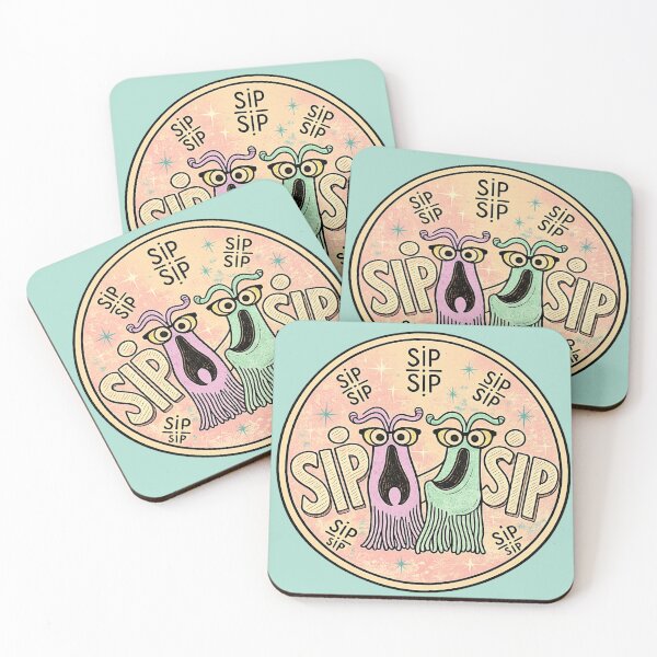 Item preview, Retro Sip Sip Alien Sticker | Cute Vintage Martians | Pastel Space Friends with Glasses designed and sold by Dream Circuit .