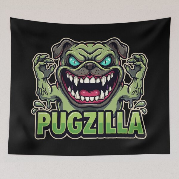 Item preview, Mutant Zombie Pug Monster Halloween Cartoon Design designed and sold by SoftStyleStudio ⭐⭐⭐.
