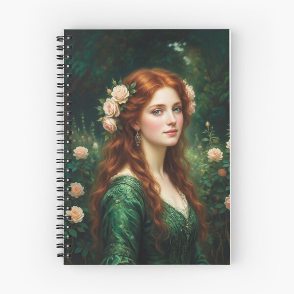 Item preview, Pre-Raphaelite Portrait of Auburn Haired Woman in Emerald Gown designed and sold by Lucia Amaris Art.