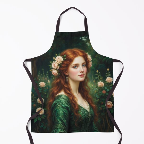 Item preview, Pre-Raphaelite Portrait of Auburn Haired Woman in Emerald Gown designed and sold by Lucia Amaris Art.