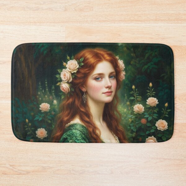 Item preview, Pre-Raphaelite Portrait of Auburn Haired Woman in Emerald Gown designed and sold by Lucia Amaris Art.