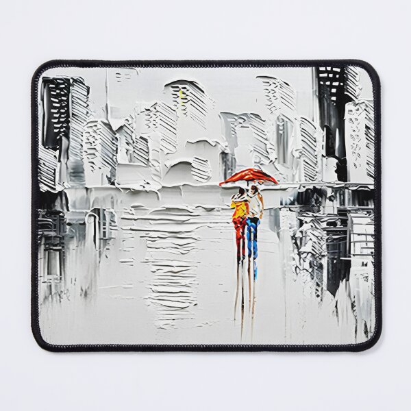Item preview, Abstract City Textured Oil Painting | Romantic Couple Modern Urban Landscape designed and sold by Iceberg Comic Book Lounge.