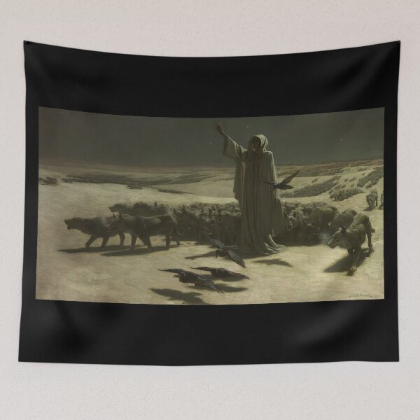 Item preview, Famine By John Charles Dollman 1904 Grim Reaper Wolves Art designed and sold by TeeARTHY.