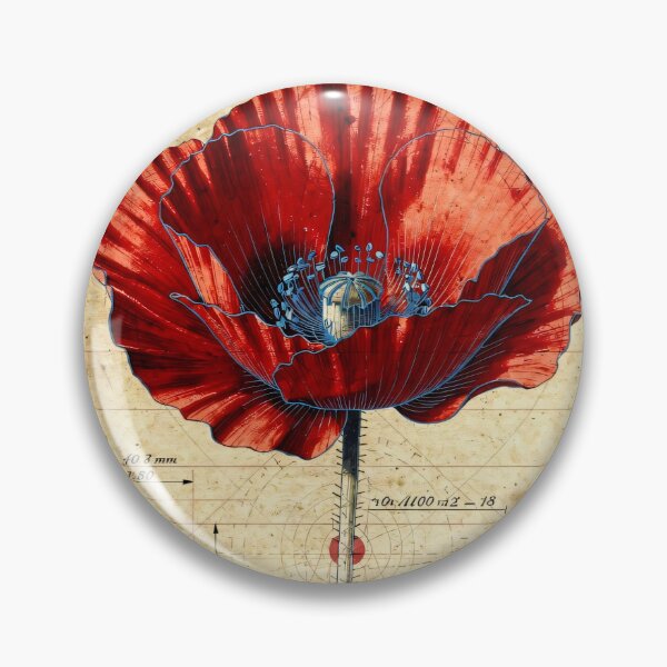 Item preview, Poppy Vitruvian Blueprint Da Vinci Style Drawing designed and sold by Jozefin's Studio.