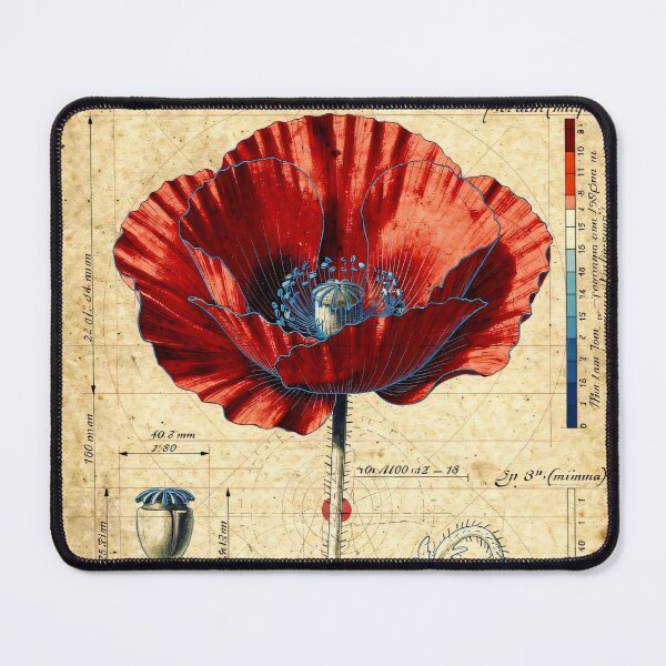 Item preview, Poppy Vitruvian Blueprint Da Vinci Style Drawing designed and sold by Jozefin's Studio.