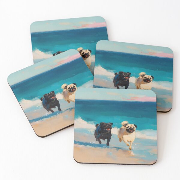 Item preview, Pug on the Beach Art Print designed and sold by Iceberg Comic Book Lounge.