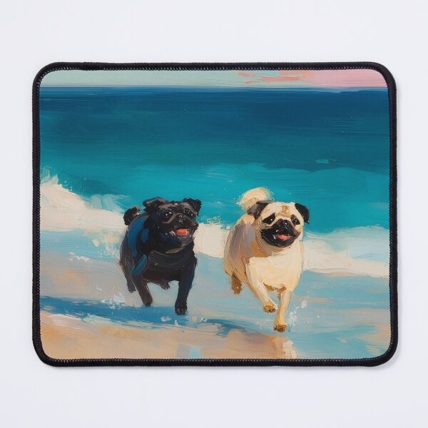 Item preview, Pug on the Beach Art Print designed and sold by Iceberg Comic Book Lounge.