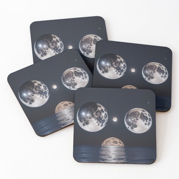Item preview, Surreal Cosmic Moon Face over Ocean Space Art Poster designed and sold by UmSkelig834.
