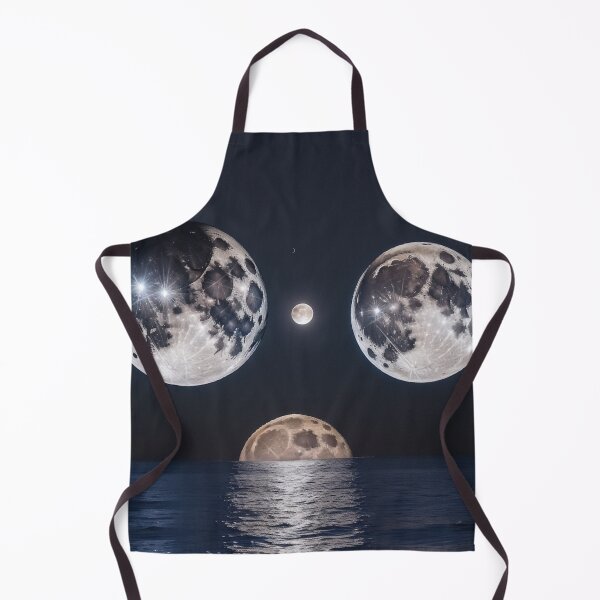 Item preview, Surreal Cosmic Moon Face over Ocean Space Art Poster designed and sold by UmSkelig834.