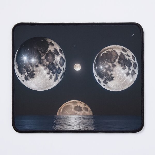 Item preview, Surreal Cosmic Moon Face over Ocean Space Art Poster designed and sold by UmSkelig834.