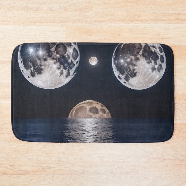 Item preview, Surreal Cosmic Moon Face over Ocean Space Art Poster designed and sold by UmSkelig834.