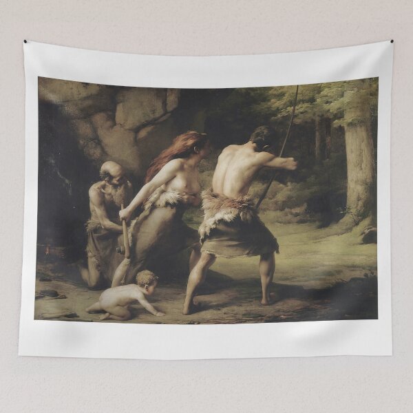 Item preview, Prehistoric Man Hunting Bears Classical Stone Age Painting designed and sold by TeeARTHY.