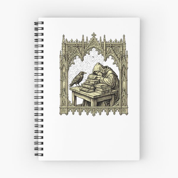 Item preview, The Psionic Raven - Dark Cathedral Gothic Monk Woodcut T shirt designed and sold by Neurospicy Trolls.