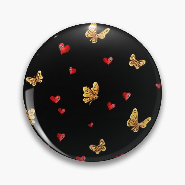 Item preview,  Hearts and butterflies pattern on a black background; mood, relaxation, expression of love. designed and sold by ArtbySvetik.