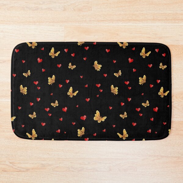 Item preview,  Hearts and butterflies pattern on a black background; mood, relaxation, expression of love. designed and sold by ArtbySvetik.