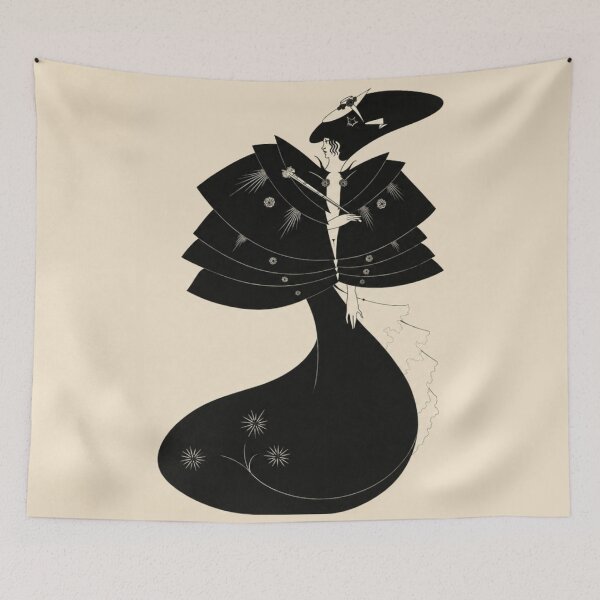 Item preview, The Black Cape by Aubrey Beardsley - Art Deco Fashion Illustration Elegant Woman for Vintage Art Lovers designed and sold by RickE.
