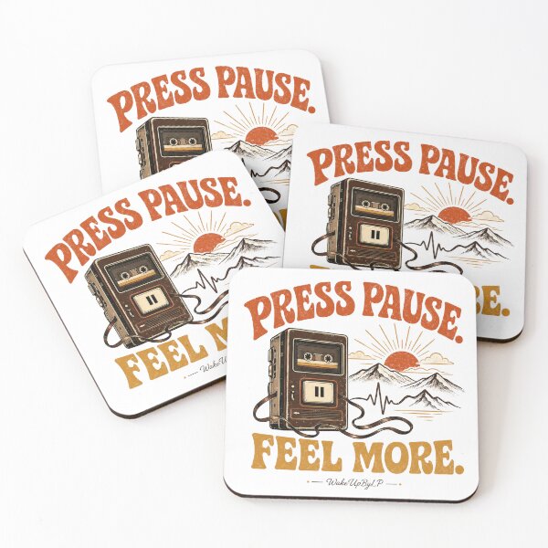 Item preview, Press Pause, Feel More – Retro Cassette Mindfulness Design designed and sold by WakeUpByLuki.