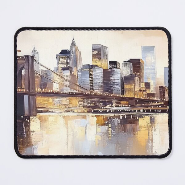 Item preview, Textured New York Cityscape Painting | Modern Skyline Reflection Wall Art Print designed and sold by Iceberg Comic Book Lounge.