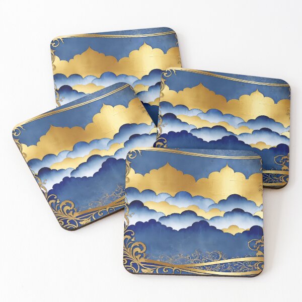 Item preview, Elegant Arabesque Pattern Cobalt Blue Gold Filigree designed and sold by Tammy Winand Arts.