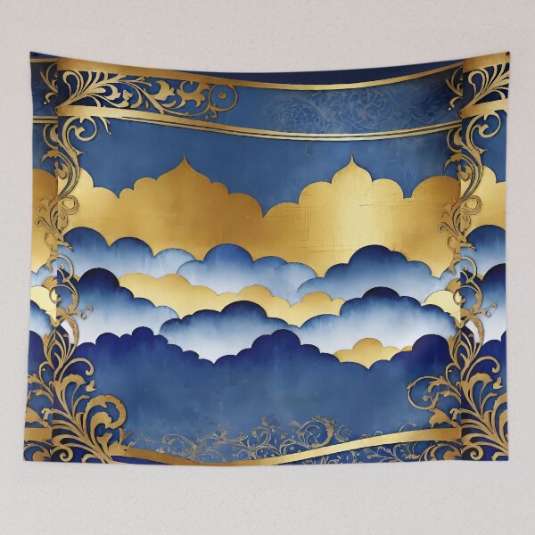 Item preview, Elegant Arabesque Pattern Cobalt Blue Gold Filigree designed and sold by Tammy Winand Arts.